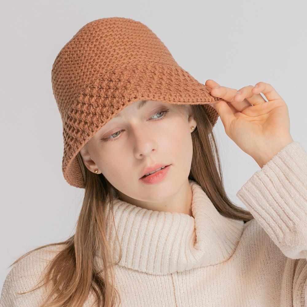 ウール混編み込みニットHAT