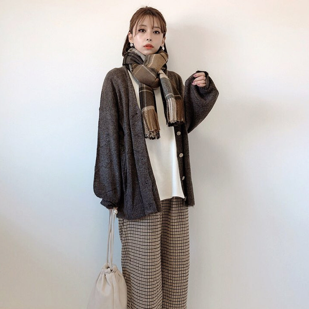 カシミアタッチチェックストール
