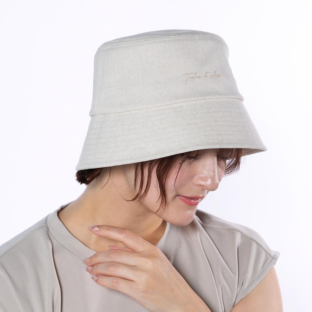 刺繍入りコットンリネンバケハ