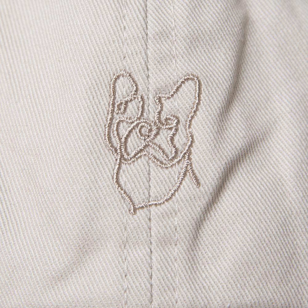 一筆書きアニマル刺繍ウォッシュツイルツバ長キャップ