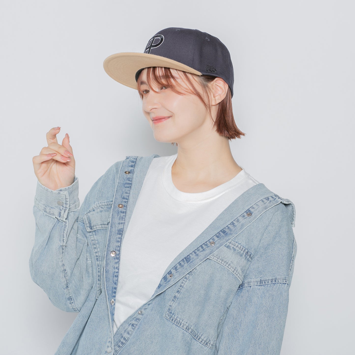 IP刺繍フラットバイザーツートンCAP
