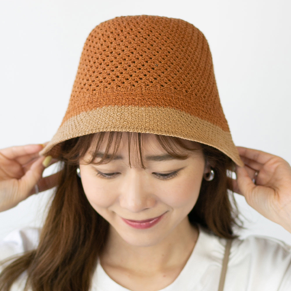 格子柄ツートーンバケハ