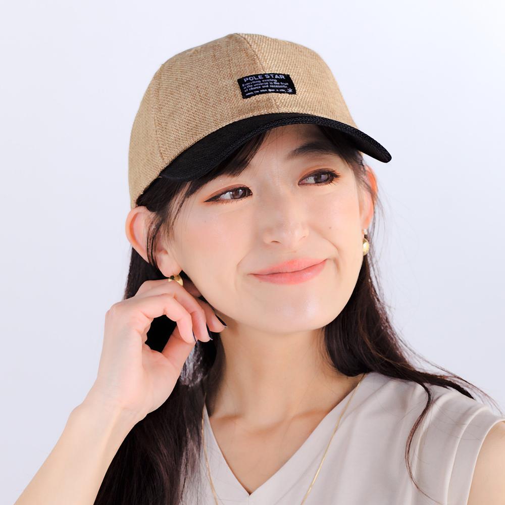ポリジュートツートンタグ付きキャップ