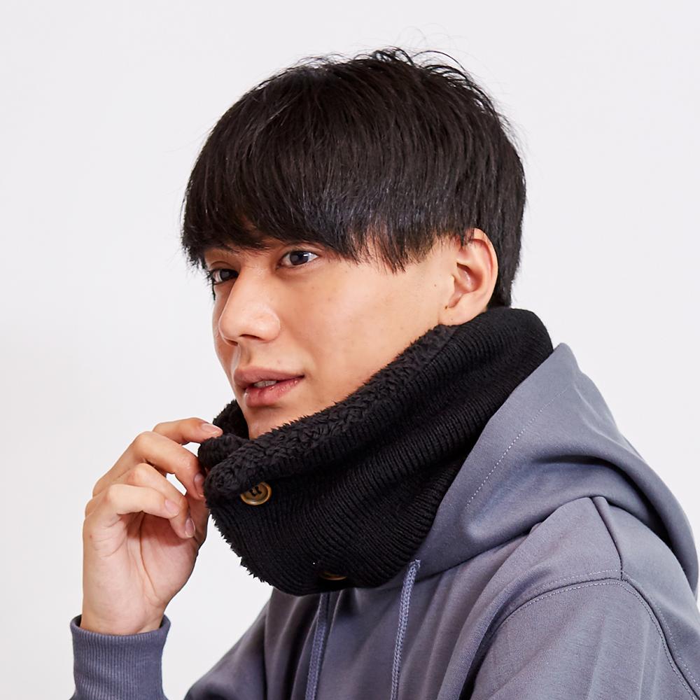 ボタン付内側ボアネックウォーマー