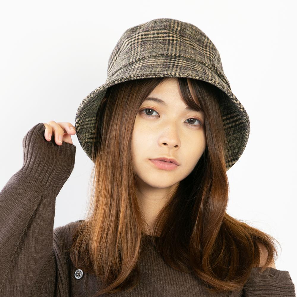 毛混チェックバケハ