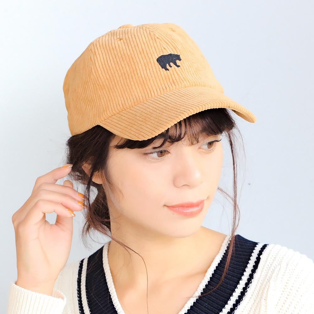 アニマル刺繍コーデュロイキャップ
