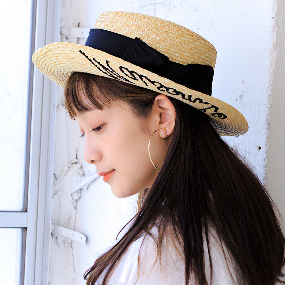 刺繍麦カンカン帽