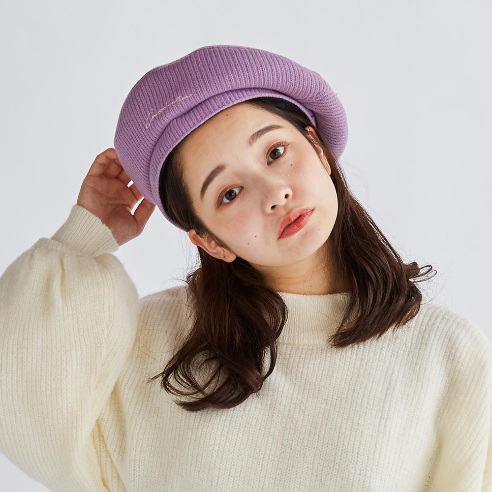 刺繍入りニット生地ベレー