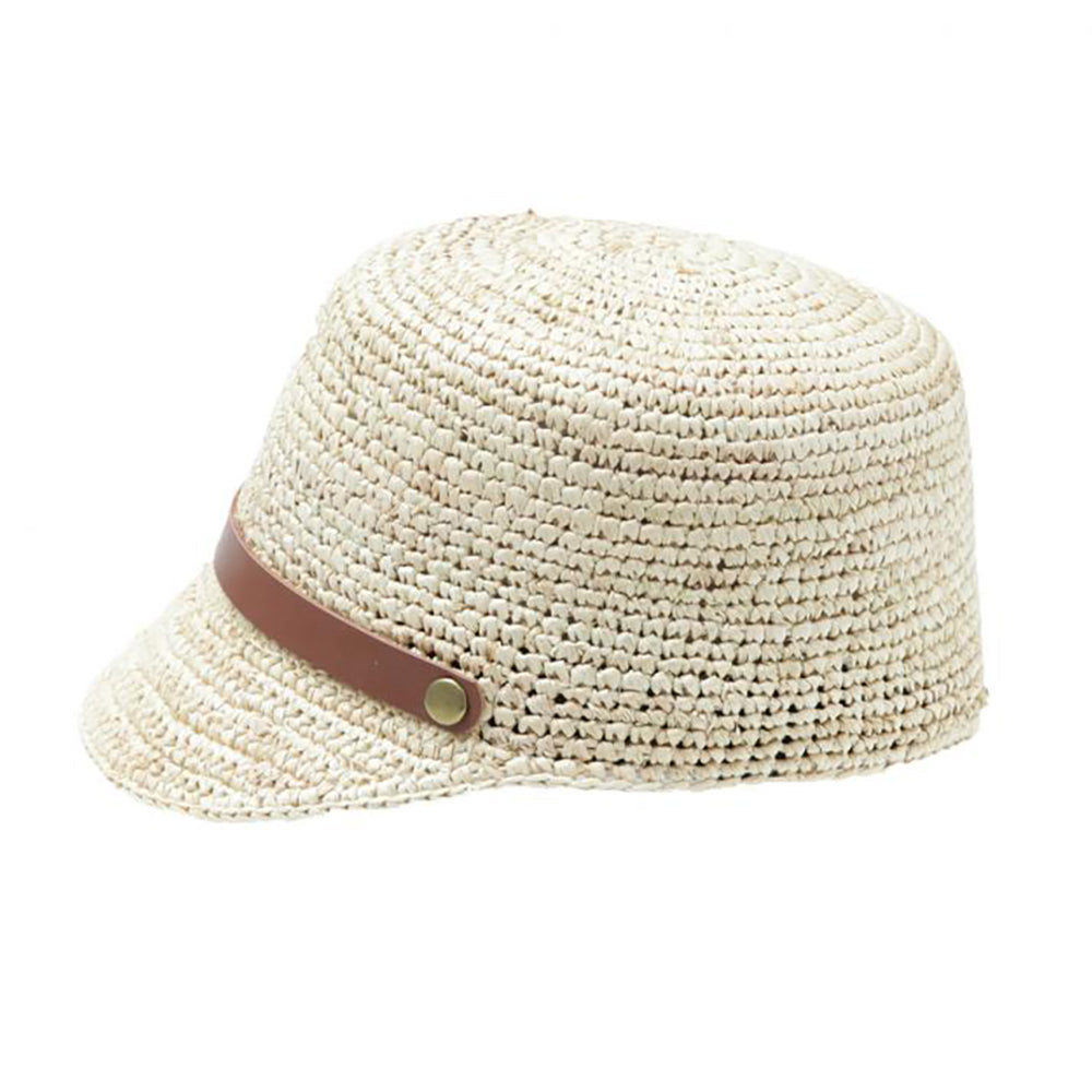 ラフィア細編み合皮ベルト付きCAP