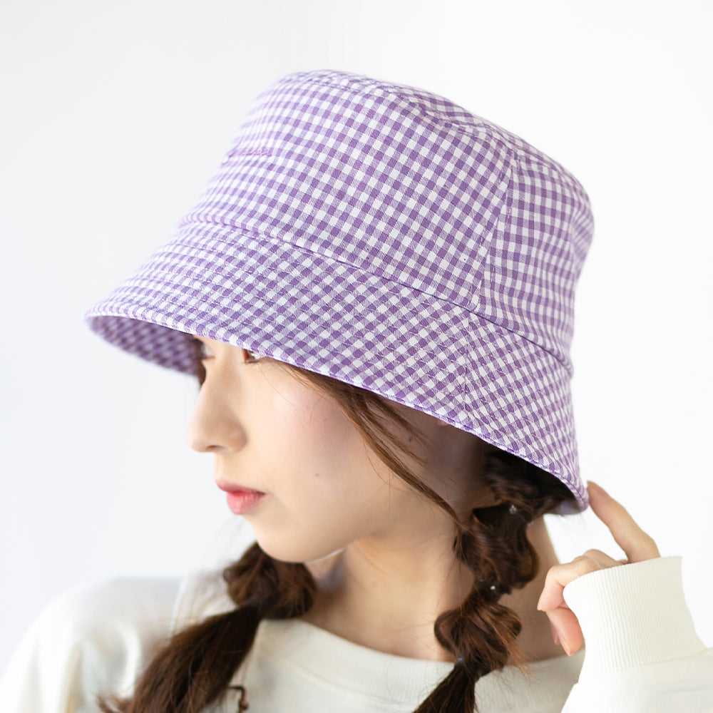 ギンガムチェック刺繍入バケハ
